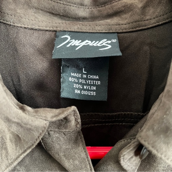 NWT H&M Impuls Women Faux Suede Shirt Dress Brown Button Front Size L - Picture 7 of 12